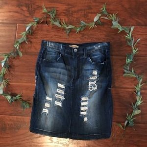 Aphrodite Distressed Jean Skirt